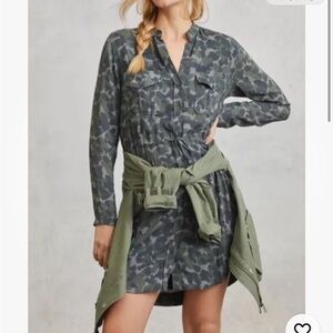 Anthropologie Cloth & Stone Nina Camo Shirt Dress Womens Size XS